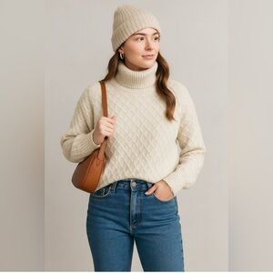 22 TRUTH By Republic Chunky Cable Knit Turtleneck Sweater women’s size medium